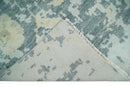 Fine Antique 8x10 Beige and Blue Abstract Hand Knotted Wool Area Rug | TRDCP506912
