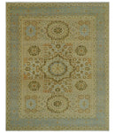 Fine Blue And Beige Traditional Mamluk Design Hand Knotted 8x10 Wool Area Rug