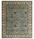 Fine Gray and Ivory Hand knotted Traditional 9x12 wool Area Rug