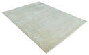 Fine Hand Knotted 8x10 Beige and Ivory Transitional Wool and Bamboo Silk Area Rug