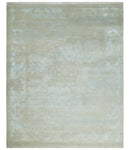 Fine Hand Knotted 8x10 Beige and Ivory Transitional Wool and Bamboo Silk Area Rug