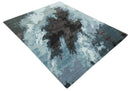 Fine Hand knotted And Carved Brown and Aqua Abstract Bamboo Silk 8x10 Area Rug