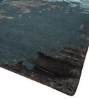 Fine Hand knotted And Carved Brown and Aqua Abstract Bamboo Silk 8x10 Area Rug