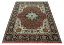 Fine Hand Knotted Brown, Ivory and Black 8x10 and 10x14 Traditional Wool Rug
