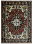 Fine Hand Knotted Brown, Ivory and Black 8x10 and 10x14 Traditional Wool Rug