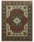 Fine Hand Knotted Brown, Ivory and Black 8x10 and 10x14 Traditional Wool Rug
