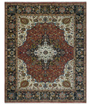 Fine Hand Knotted Brown, Ivory and Black 8x10 and 10x14 Traditional Wool Rug