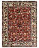 Fine Hand Knotted Rust and Ivory 8x10 and 9x12 Traditional Wool Area Rug