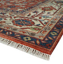 Fine Hand Knotted Rust and Ivory 8x10 and 9x12 Traditional Wool Area Rug
