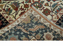 Fine Hand Knotted Rust, Ivory and Blue Floral Traditional Heriz 9x12 wool area rug