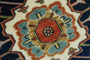 Fine Hand Knotted Rust, Ivory and Blue Floral Traditional Heriz 9x12 wool area rug