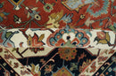 Fine Hand Knotted Rust, Ivory and Blue Floral Traditional Heriz 9x12 wool area rug