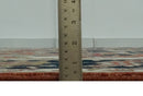 Fine Hand Knotted Rust, Ivory and Blue Floral Traditional Heriz 9x12 wool area rug