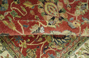 Fine Hand Knotted Vintage Style 8x10  Rust, Olive and Beige Traditional Serapi wool rug