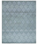 Fine Hand Loomed 8x10 Silver, Gray and Charcoal Modern Geometric Trellis Art Silk Area Rug
