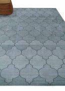 Fine Hand Loomed 8x10 Silver, Gray and Charcoal Modern Geometric Trellis Art Silk Area Rug