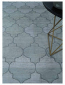 Fine Hand Loomed 8x10 Silver, Gray and Charcoal Modern Geometric Trellis Art Silk Area Rug