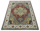 Fine Knots Beige, Brown and Ivory 9x12 Hand knotted Traditional Wool Area Rug