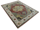 Fine Knots Beige, Brown and Ivory 9x12 Hand knotted Traditional Wool Area Rug