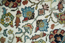 Fine Knots Ivory and Brown 8x10 and 9x12 Hand knotted Traditional Floral Wool Area Rug