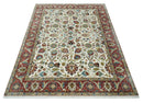 Fine Knots Ivory and Brown 8x10 and 9x12 Hand knotted Traditional Floral Wool Area Rug