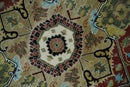 Fine Knots Red, Ivory and Olive 8x10 Hand knotted Traditional Wool Area Rug,