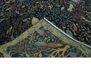 Fine The Jungle Life Peacock on tree Rug 8x10, 9x12 Hand Knotted Black and Mustard Wool Rug