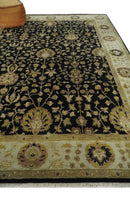 Fine Vintage Style Traditional Black, Olive and Beige Turkish Hand knotted wool Area Rug