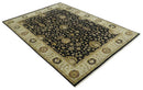 Fine Vintage Style Traditional Black, Olive and Beige Turkish Hand knotted wool Area Rug