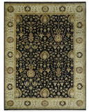 Fine Vintage Style Traditional Black, Olive and Beige Turkish Hand knotted wool Area Rug
