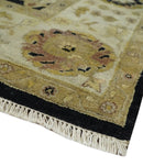Fine Vintage Style Traditional Black, Olive and Beige Turkish Hand knotted wool Area Rug