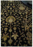 Fine Vintage Style Traditional Black, Olive and Beige Turkish Hand knotted wool Area Rug