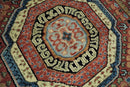 Fine Wool Hand Knotted Kazak Medallion Red and Black Traditional Rug