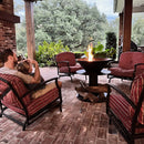 Outdoor Iron Pedestal Fire Bowl and Log Holder