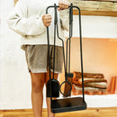 Black Iron Fireplace Tool Set with Shovel Brush Tongs