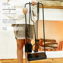 Black Iron Fireplace Tool Set with Shovel Brush Tongs