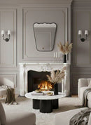 Black Frame Mirror, Italian Wavy Brass Mirror