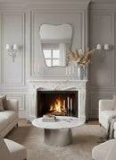 Italian Curved Brass Wall Mirror - Butterfly Silver Frame Mirror
