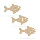 3 Fishes Unfinished Wooden Shapes Craft Cutouts DIY Unpainted 3D Plaques 4 Inches