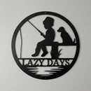 Custom Metal Wall Art - Personalized Fishing With Dog Sign