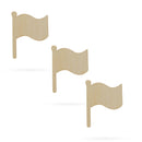 3  Flags Unfinished Wooden Shapes Craft Cutouts DIY Unpainted 3D Plaques 4 Inches
