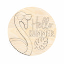 Unfinished Wood Summer Flamingo Door Sign Kit | Wood Craft Cutouts | 1/4" Thick |