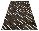Flatweave Hairon Genuine Leather 5x8, 8x10 and 9x12 Brown Tan and Ivory Area Rug