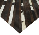 Flatweave Hairon Genuine Leather 5x8, 8x10 and 9x12 Brown Tan and Ivory Area Rug