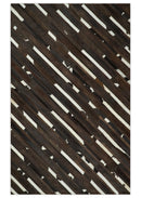 Flatweave Hairon Genuine Leather 5x8, 8x10 and 9x12 Brown Tan and Ivory Area Rug