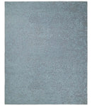 Flatwoven 8x10 Hand Made Silver Modern Minimalist Art Silk and Wool Rug