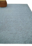 Flatwoven 8x10 Hand Made Silver Modern Minimalist Art Silk and Wool Rug