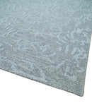 Flatwoven 8x10 Hand Made Silver Modern Minimalist Art Silk and Wool Rug