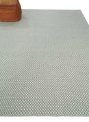 Flatwoven Dhurrie 8x10 and 9x12 Modern Checkered Beige and Ivory Wool Area Rug, Layering Rug | TRDCP830