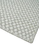 Flatwoven Dhurrie 8x10 and 9x12 Modern Checkered Beige and Ivory Wool Area Rug, Layering Rug | TRDCP830